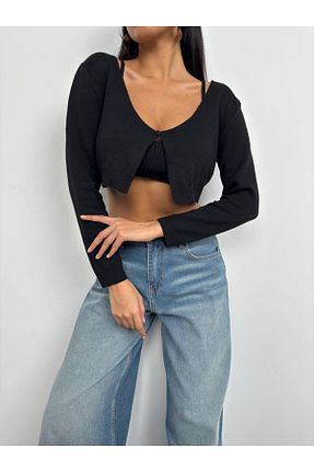 پلیور مشکی زنانه ساده Butik - کد 887097287