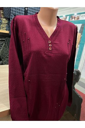 پلیور سایز بزرگ زرشکی زنانه اسلیم TCR - کد 887112431