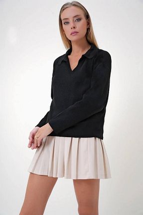 پلیور مشکی زنانه ساده Butik - کد 887129967