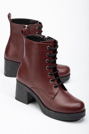 بوت / نیم بوت زرشکی زنانه چرم مصنوعی Mida Shoes - کد 887126282