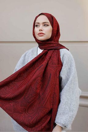 شال زرشکی زنانه پلی استر Ela Şal - کد 887137735