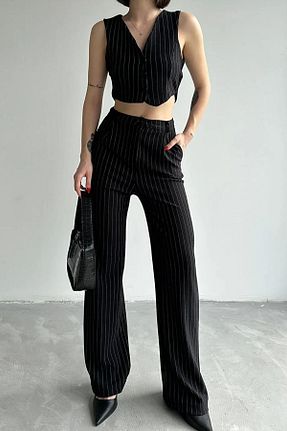 ست بالاتنه و پائین تنه مشکی زنانه بافتنی Swana - کد 826296830