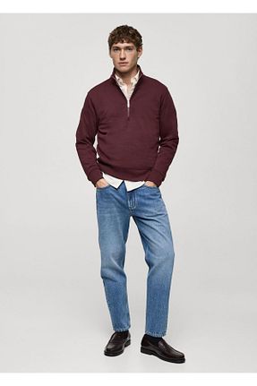 سوئیشرت زرشکی مردانه ساده MANGO Man - کد 884967045