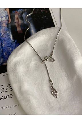 گردنبند جواهر طوسی زنانه روکش طلا Arsaley Collection - کد 887177293