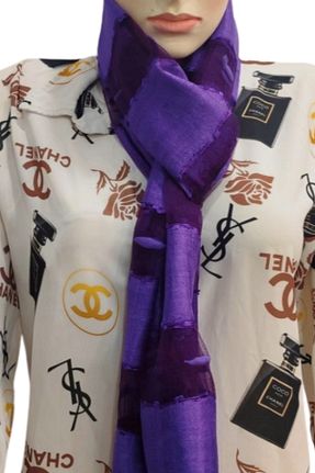 دستمال گردن بنفش زنانه ابریشم onliecraft - کد 887175251
