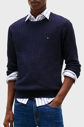 پلیور سرمه ای مردانه ساده Tommy Hilfiger - کد 887184279
