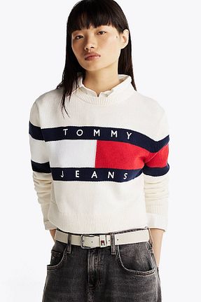 پلیور سفید زنانه رگولار Tommy Jeans - کد 887236357