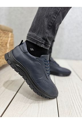 کفش کلاسیک سرمه ای مردانه چرم خالص ayakkabiyolla - کد 887309830