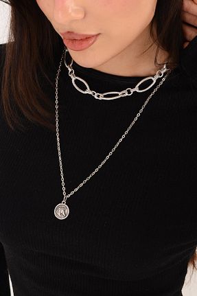 گردنبند جواهر زنانه رودیوم PİNKMARK - کد 887249131