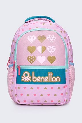 کیف مدرسه صورتی بچه گانه پارچه ای United Colors of Benetton - کد 887253347