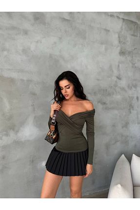 بلوز خاکی زنانه ساده alenmoda - کد 875682149