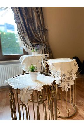 رومیزی بژ کتان Ceki Home - کد 887336742