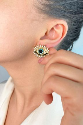 گوشواره جواهر طلائی زیرکن Sose Moda - کد 887295080