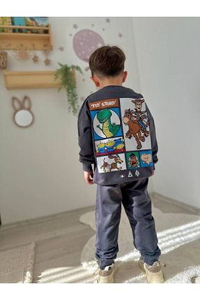 ست بالاتنه و پائین تنه سرمه ای بچه گانه بافت Narin kids - کد 887902925
