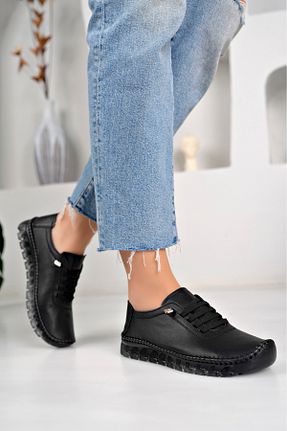 کفش کژوال مشکی زنانه چرم خالص tusemmoda - کد 887306737