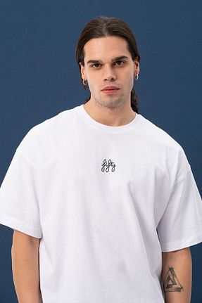 تیشرت سفید مردانه Loose Fifty Pieces - کد 58953125