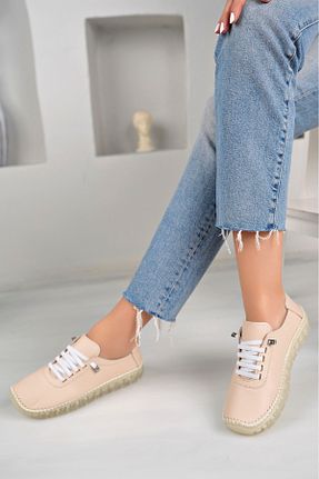 کفش کژوال بژ زنانه چرم خالص tusemmoda - کد 887306880