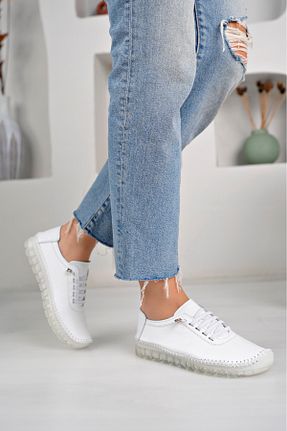 کفش کژوال سفید زنانه چرم خالص tusemmoda - کد 887307115