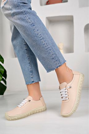 کفش کژوال بژ زنانه چرم خالص tusemmoda - کد 887306880