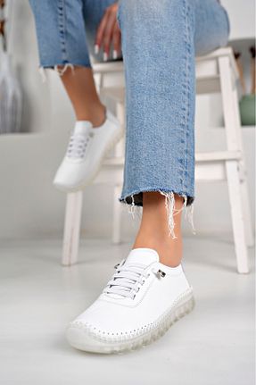 کفش کژوال سفید زنانه چرم خالص tusemmoda - کد 887307115