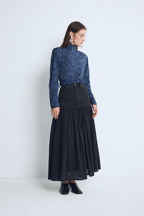 دامن مشکی زنانه جین Pilea - کد 887306568