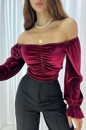 بلوز زرشکی زنانه ساده Deafox - کد 375666931