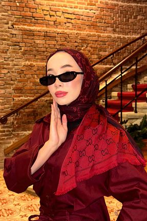 شال زرشکی زنانه hkpolo - کد 886599130