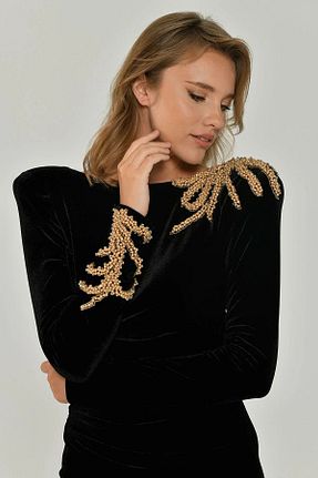 لباس مجلسی و فارغ التحصیلی مشکی زنانه کرپ ALFABETA - کد 864724738