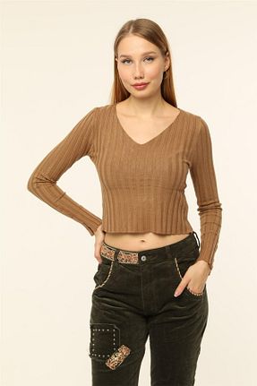 پلیور قهوه ای زنانه یقه هفت Home Store - کد 887564730
