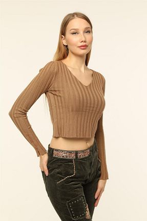 پلیور قهوه ای زنانه یقه هفت Home Store - کد 887564730