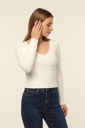 پلیور سفید زنانه یقه هفت Home Store - کد 887569880