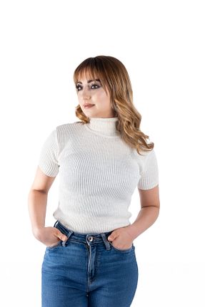 پلیور سفید زنانه ساده Lonca Tekstil - کد 887672675