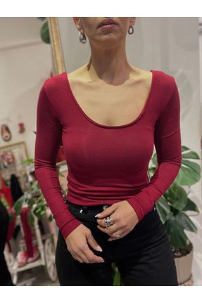 بلوز زرشکی زنانه ساده Butik - کد 887511587