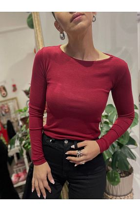 بلوز زرشکی زنانه ساده Butik - کد 887512750