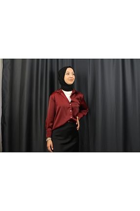 پیراهن زرشکی زنانه رگولار StyleArt - کد 887592570