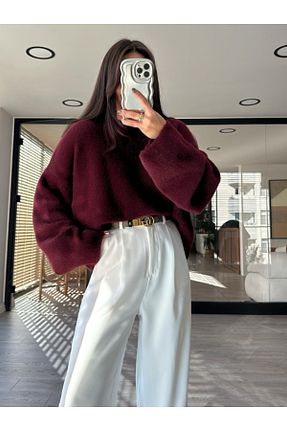 پلیور زرشکی زنانه ساده NATUFIAN STORE - کد 887514694