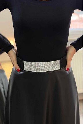 کمربند مشکی زنانه چرم مصنوعی Nevin Kaya Moda - کد 887522832