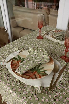رومیزی سبز پنبه ای vintagetasarım - کد 887594081