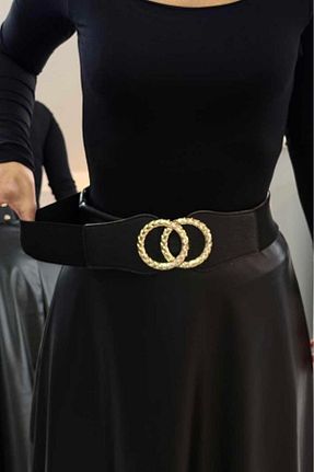 کمربند مشکی زنانه چرم مصنوعی Nevin Kaya Moda - کد 887522658