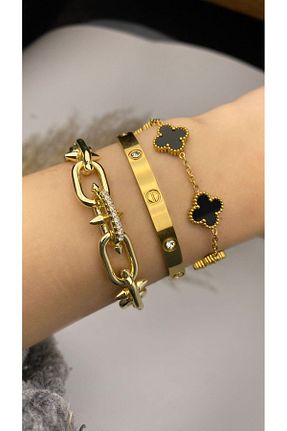 دستبند استیل (فولاد) طلائی زنانه استیل (فولاد) ismim bijuteri - کد 887552035