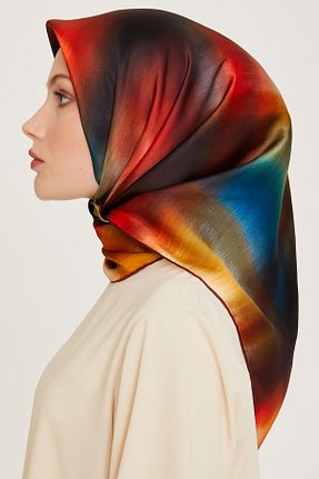 روسری زرشکی کرپ ساتن ابریشم Armine - کد 887545122