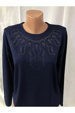بلوز سرمه ای زنانه ساده Sel Tekstil - کد 887551075
