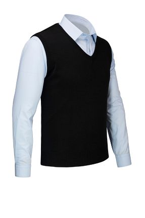 سوئیتر سایز بزرگ مشکی مردانه اکریلیک Çizgi Triko - کد 887552357