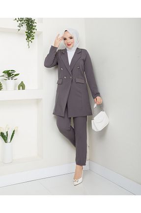 ست بالاتنه و پائین تنه حجاب طوسی زنانه رگولار modapark.ist - کد 887566643