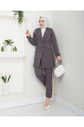 ست بالاتنه و پائین تنه حجاب طوسی زنانه رگولار modapark.ist - کد 887566643