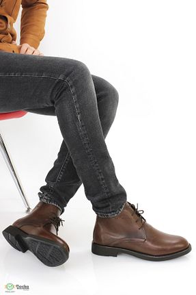بوت / نیم بوت قهوه ای مردانه چرم خالص DOCKA - کد 887571142