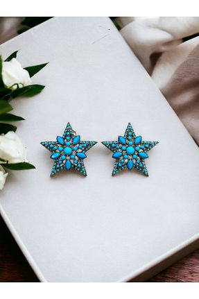 گوشواره جواهر فیروزه ای مروارید FAYRA ACCESSORIES - کد 815242838