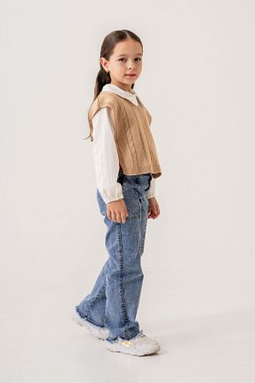 ست بالاتنه و پائین تنه بژ بچه گانه بافتنی Miss Olix - کد 887721023