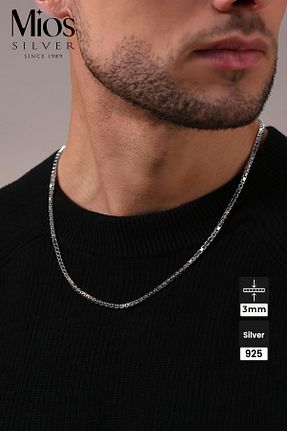گردنبند نقره طوسی مردانه 925 عیار Mios Silver - کد 879083074