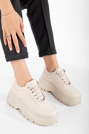 کفش اسنیکر بژ زنانه بند دار TAYYAR SHOES - کد 887622981